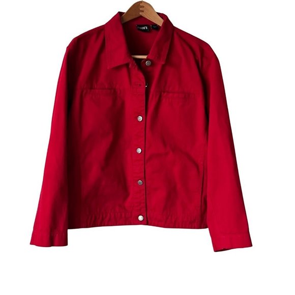 Chico's Jackets & Blazers - Chico's Red Jean Jacket, Chico's Size 3